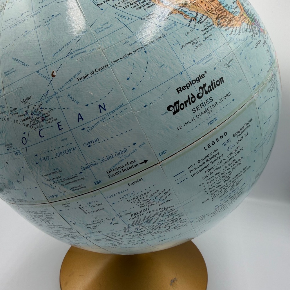Replogle World Nation Series 12 Inch Diameter Globe Vintage Gold Base Raised